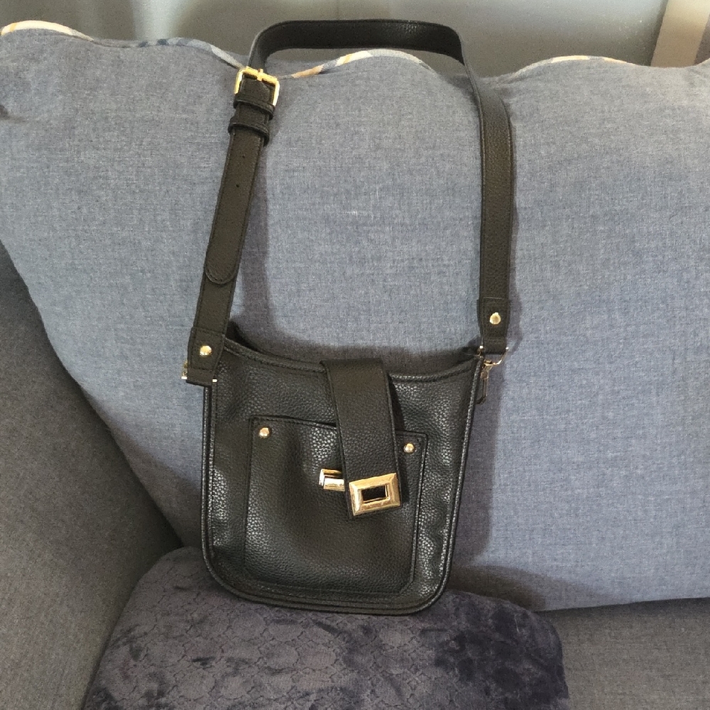 Steve Madden Black Crossbody Bag with Gold Accents